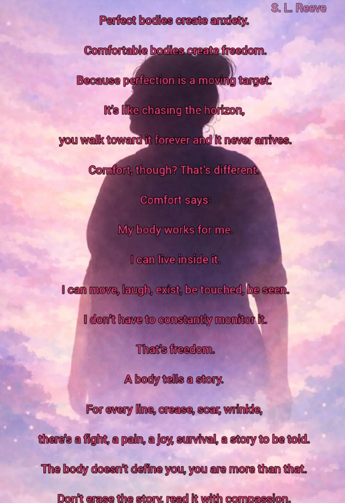 Artwork with a poem about body comfort and self-acceptance